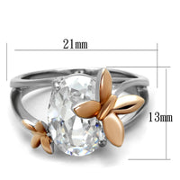 Load image into Gallery viewer, TK2135 - Two-Tone IP Rose Gold Stainless Steel Ring with AAA Grade CZ