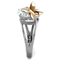 Load image into Gallery viewer, TK2135 - Two-Tone IP Rose Gold Stainless Steel Ring with AAA Grade CZ