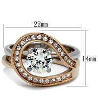 Load image into Gallery viewer, TK2479 - Two-Tone IP Rose Gold Stainless Steel Ring with AAA Grade CZ
