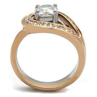 Load image into Gallery viewer, TK2479 - Two-Tone IP Rose Gold Stainless Steel Ring with AAA Grade CZ