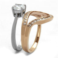 Load image into Gallery viewer, TK2479 - Two-Tone IP Rose Gold Stainless Steel Ring with AAA Grade CZ