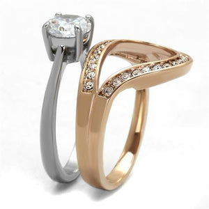 TK2479 - Two-Tone IP Rose Gold Stainless Steel Ring with AAA Grade CZ