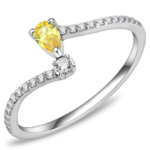Topaz Stainless Steel Ring with AAA Cubic Zirconia