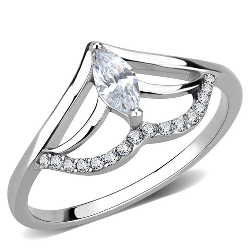 High polished  Stainless Steel Ring with AAA Cubic Zirconia