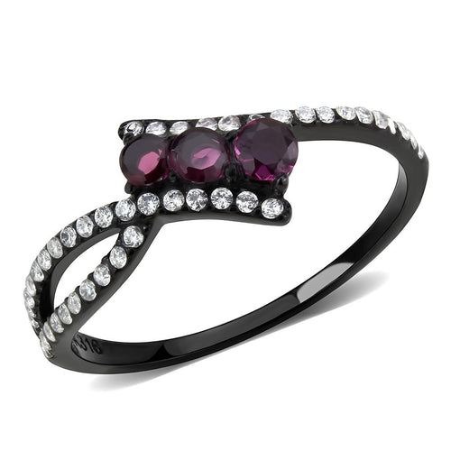 Black and Fuchsia Stainless Steel Ring