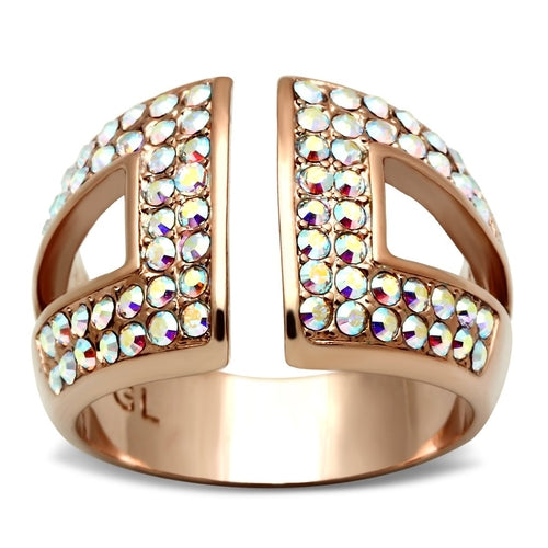 Rose Gold Brass Fancy Ring with Top Grade Crystal