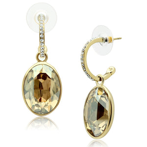 Gold Plated Earrings with Champagne Top Grade Crystal