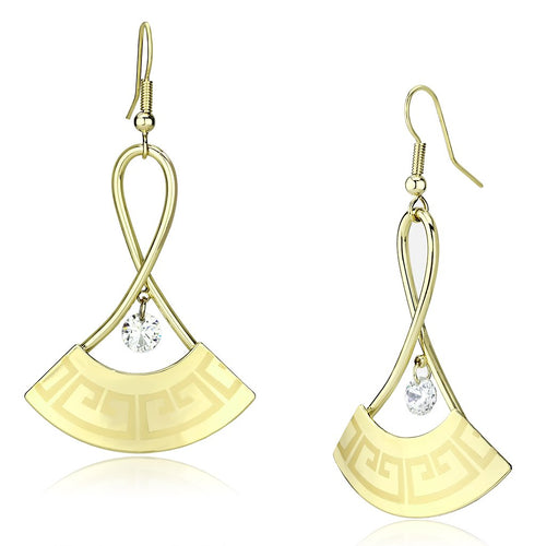 Gold Iron Earrings with AAA Grade CZ in
