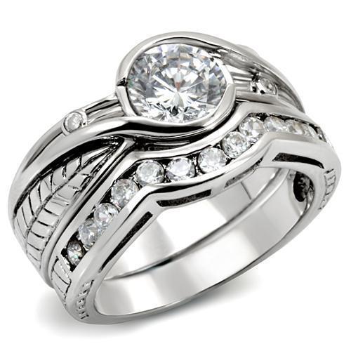 Sterling Silver Wedding Band with AAA Cubic Zirconia