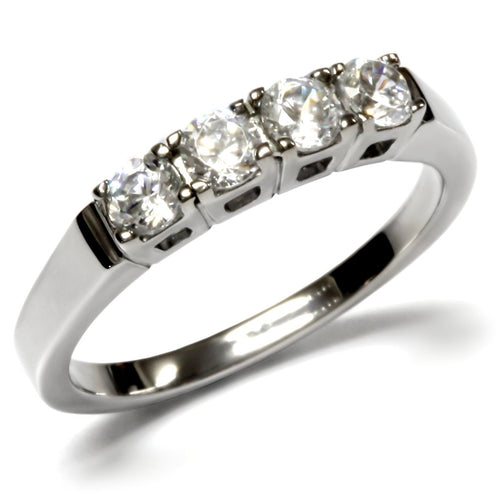 Classic Band Style Stainless Steel Ring with AAA Cubic Zirconia
