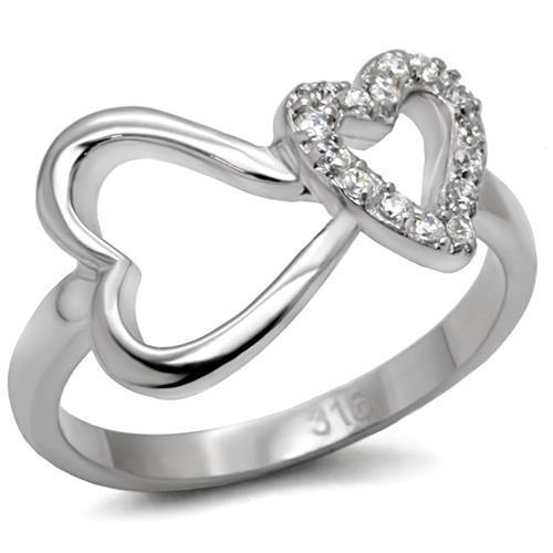 Dual Heart Shaped Stainless Steel Ring