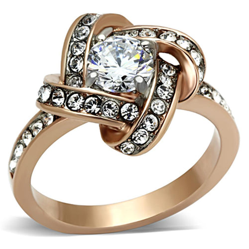 Two-Tone Rose Gold Plated Stainless Steel Ring