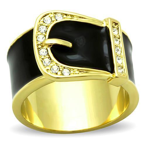 Black with Gold Plated Ring with Top Grade Crystal