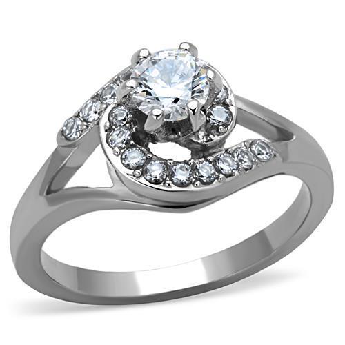 TK1529 - High polished (no plating) Stainless Steel Ring with AAA
