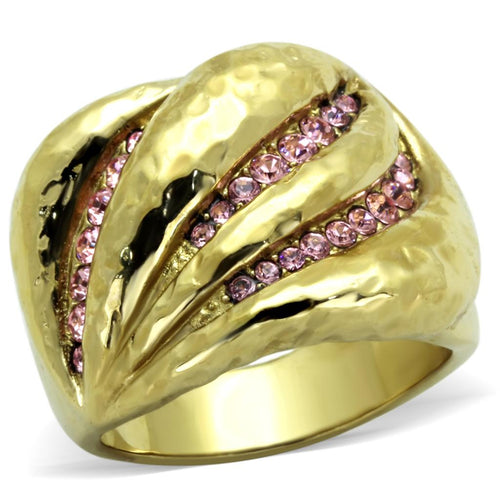 Gold Plated Ring with Light Rose Top Grade Crystal