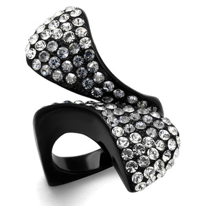 Black Stainless Steel Fancy Ring with Montana Top Grade Crystal