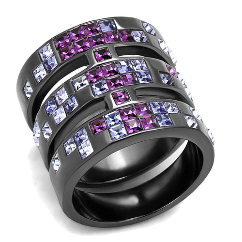 Light Black Multi-Colored Stainless Steel Ring