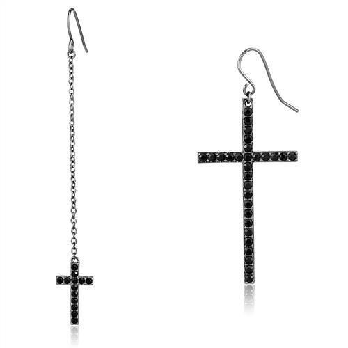 ★SENTIMENTS★ NO.474 [BLACK] KONT CROSS EARRING Mens Black Stainless Steel Cross Earrings Studs With Black
