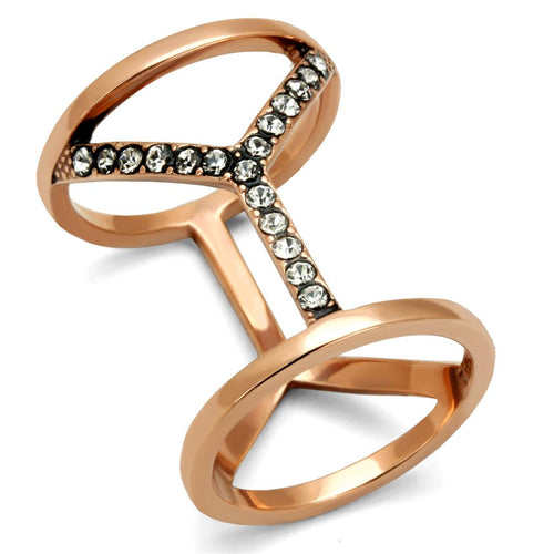 Rose Gold Plated Finger Cuff Ring with Top Grade Crystal