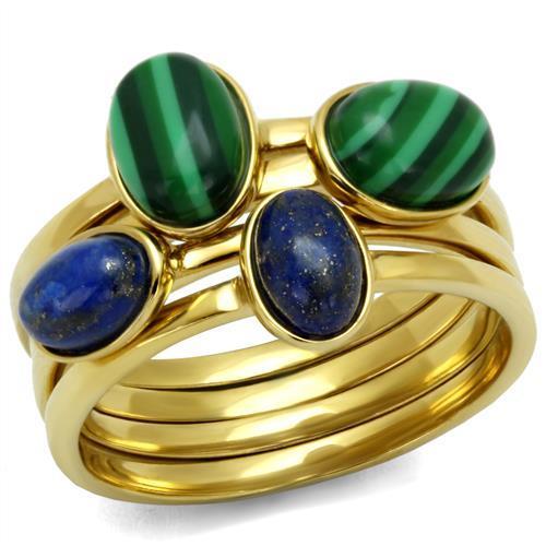 TK2905 - IP Gold(Ion Plating) Stainless Steel Ring with Synthetic