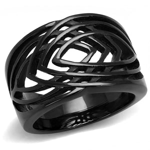 Black Criss-Cross Stainless Steel Ring