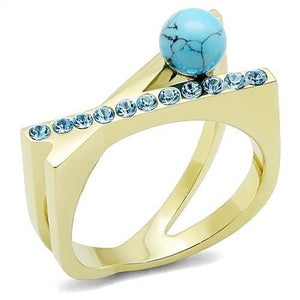 Gold Plated Ring with Turquoise Synthtetic Stone