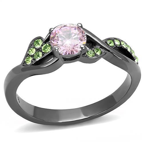 Light Black Plated Ring with Rose AAA Grade Cubic Zirconia