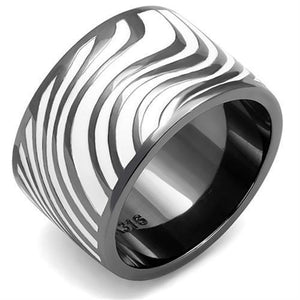 Zebra Print Light Black Plated Ring with White Epoxy Coating