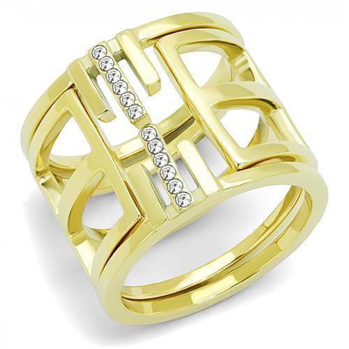 Gold Plated Stainless Steel Ring with Top Grade Crystal