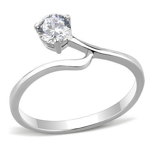 Stainless Steel Ring with Solitaire AAA Grade Cubic Zirconia