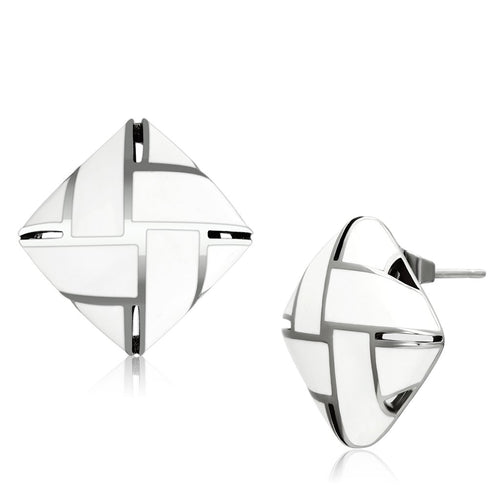 Stainless Steel Stud Earrings with White Epoxy Coating
